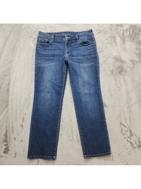 Chico's Jeans Womens 1.5‎ M/10 SHORT Blue Straight Leg Mid Rise Stretch Denim